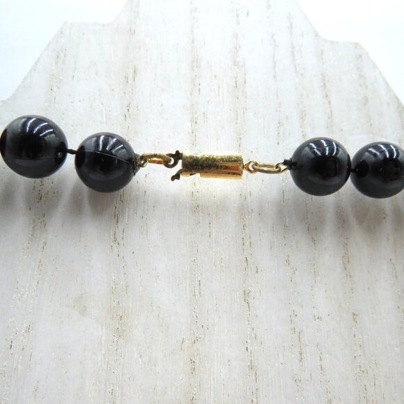 Vintage Black Gold Bead 16" Necklace Reversible Pendant Art Deco Statement - Picture 7 of 7